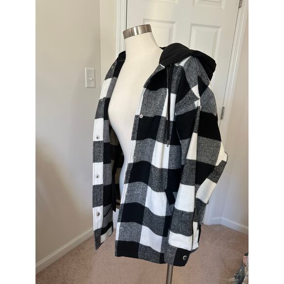 Divided H&M black/white plaid hooded jacket, size small - Picture 3 of 15